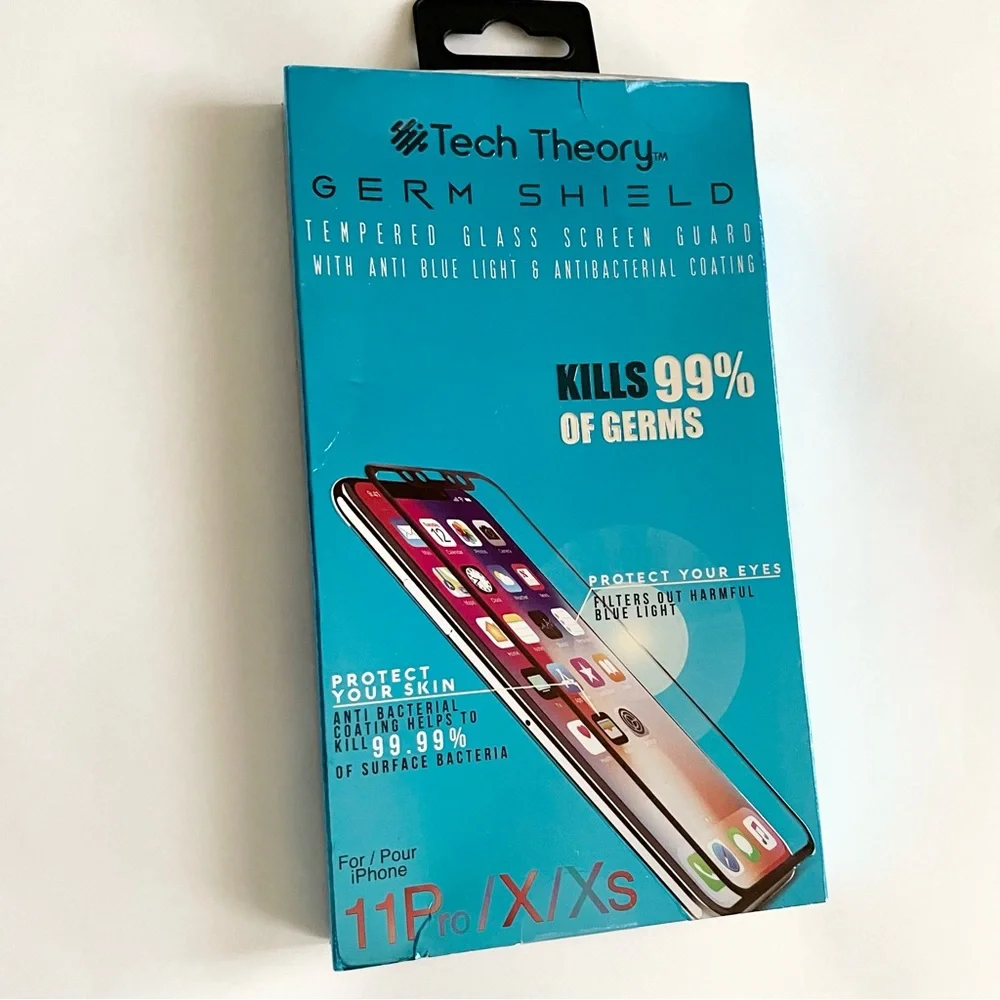 iPhone 11P X Xs Germ Shield Tempered Glass Screen Protector Anti Blue-Light Full